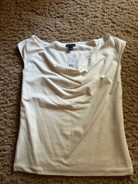 Ann Taylor Cream Cowl Neck Cap Sleeve Top